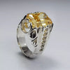 Xmas Gift Yellow Zirconium Silver Ring Original Mens Zirconium Zircon Fine Ring