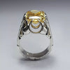 Xmas Gift Yellow Zirconium Silver Ring Original Mens Zirconium Zircon Fine Ring