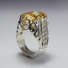 Xmas Gift Yellow Zirconium Silver Ring Original Mens Zirconium Zircon Fine Ring