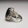 Xmas Gift Black Stone Sterling Silver Ring Real Black Agate Onxy Stone Ring Mens