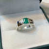 Xmas Gift Swat Emerald Mens Silver Ring Real Natural Swat Emerald Zamurd Ring