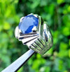 Royal Blue African Blue Sapphire Stone Ring Mens Real African Neelam Stone Ring