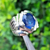 Royal Blue African Blue Sapphire Stone Ring Mens Real African Neelam Stone Ring