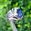 Royal Blue African Blue Sapphire Stone Ring Mens Real African Neelam Stone Ring