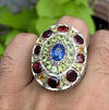 Natural Ceylon Sapphire Real Peridot with Garnet and Yellow Sapphire Multistone