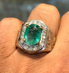 Natural Real Original Genuine Zambian Emerald Stone Ring Zamurd Stone Ring Mens