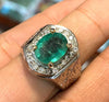 Natural Real Original Genuine Zambian Emerald Stone Ring Zamurd Stone Ring Mens