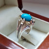 Natural Turquoise Ring Silver 100% Original Men Feroza Turquoise Stone Ring 925