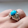 Natural Turquoise Ring Silver 100% Original Men Feroza Turquoise Stone Ring 925