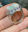 Natural Ethiopian Multistone Opal Stone Ring 100% Genuine Fire Opal Ring For Men