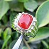 Real Marjan Islamic Ring For Mens Original Red Coral Stone Ring Natural Coral