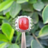 Real Marjan Islamic Ring For Mens Original Red Coral Stone Ring Natural Coral