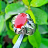 Genuine Red Coral Marjan Islamic Ring For Mens Real Marjan Islamic Stone Ring