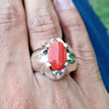 Genuine Red Coral Marjan Islamic Ring For Mens Real Marjan Islamic Stone Ring