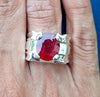 Natural Blood Red Afghani Ruby Ring Original Afghani Kabli Ruby Ring For Mens