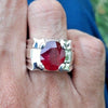 Natural Blood Red Afghani Ruby Ring Original Afghani Kabli Ruby Ring For Mens