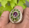 Natural Afghanistan Ruby With Original Peridot Multi Gemstone Ring Untreated Men