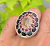 Original Yellow Sapphire Multi Stone Ring Natural Pukhraj Stone Ring 925 Silver