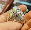 Natural Ethiopian Fire White Opal Stone Ring Original White Fire Opal Stone Ring