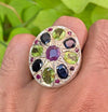 Original Ruby Stone With Blue Sapphire and Peridot Ring Real Blue Sapphire Ring