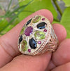 Original Ruby Stone With Blue Sapphire and Peridot Ring Real Blue Sapphire Ring