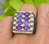 Natural Multistone Brazilian Amethyst Ring Original Amethyst Stone Ring For Mens