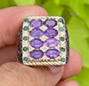 Natural Multistone Brazilian Amethyst Ring Original Amethyst Stone Ring For Mens