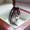 Natural Hashbi Kabadi Yemeni Aqeeq Blood Red Sterling Silver 925 Ring Shia Ring