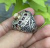 Original Ethopian Fire Opal With Real Peridot Garnet Multistone Gemstone Ring