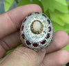 Original Ethopian Fire Opal With Real Peridot Garnet Multistone Gemstone Ring