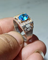 Original Blue Topaz Sterling Silver Fine Ring Natural Blue Topaz Silver Ring