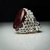 Natural Brown Yemeni Stone Sterling Silver Ring Xmas Gift Shia Aqeeq Ring Mens