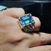 New Year Gift Brazilian Blue Topaz Sterling Silver Ring Original Blue Topaz Ring