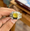 Natural Real Yellow Sapphire Pukhraj Stone Sterling Silver 925 Ring Xmas Gift