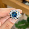 Natural London Blue Topaz Stone Ring Swiss London Blue Topaz Mens Ring Xmas Gift