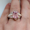 Mens Original Pink Zirconium Ring Emerald Cut Zircon Stone Ring Zirconium Ring