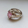 Mens Original Pink Zirconium Ring Emerald Cut Zircon Stone Ring Zirconium Ring