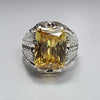 Xmas Gift Yellow Zirconium Silver Ring Original Mens Zirconium Zircon Fine Ring