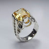 Xmas Gift Yellow Zirconium Silver Ring Original Mens Zirconium Zircon Fine Ring