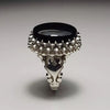 Xmas Gift Black Stone Sterling Silver Ring Real Black Agate Onxy Stone Ring Mens