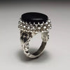 Xmas Gift Black Stone Sterling Silver Ring Real Black Agate Onxy Stone Ring Mens