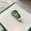 Xmas Gift Swat Emerald Mens Silver Ring Real Natural Swat Emerald Zamurd Ring