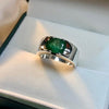 Xmas Gift Emerald Ring Natural Swat Emerald Sterling Silver Christmas Ring Mens