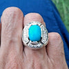 Natural Tuquoise Ring Top Quality AAA+ Genuine Turquoise Neeshapuri Feroza Ring