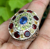 Natural Ceylon Sapphire Real Peridot with Garnet and Yellow Sapphire Multistone