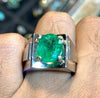 Top Class Natural Zambian Emerald Ring For Mens Unheated Untreated Real Gemstone