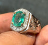 Natural Real Original Genuine Zambian Emerald Stone Ring Zamurd Stone Ring Mens