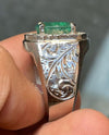 Natural Real Original Genuine Zambian Emerald Stone Ring Zamurd Stone Ring Mens