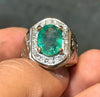 Natural Real Original Genuine Zambian Emerald Stone Ring Zamurd Stone Ring Mens