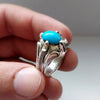 Natural Turquoise Ring Silver 100% Original Men Feroza Turquoise Stone Ring 925